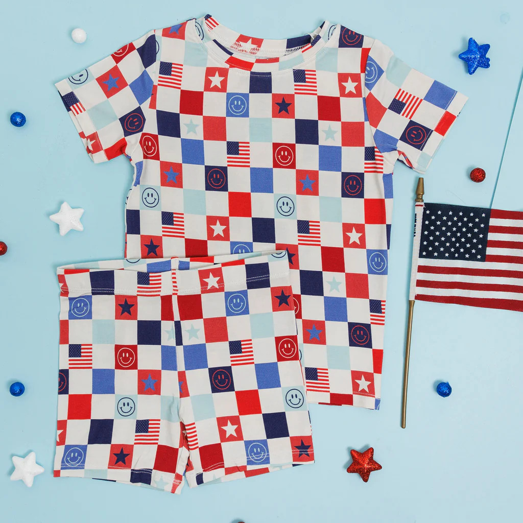 HOME OF THE FREE CHECKERS DREAM SHORT SET | DREAM BIG LITTLE CO
