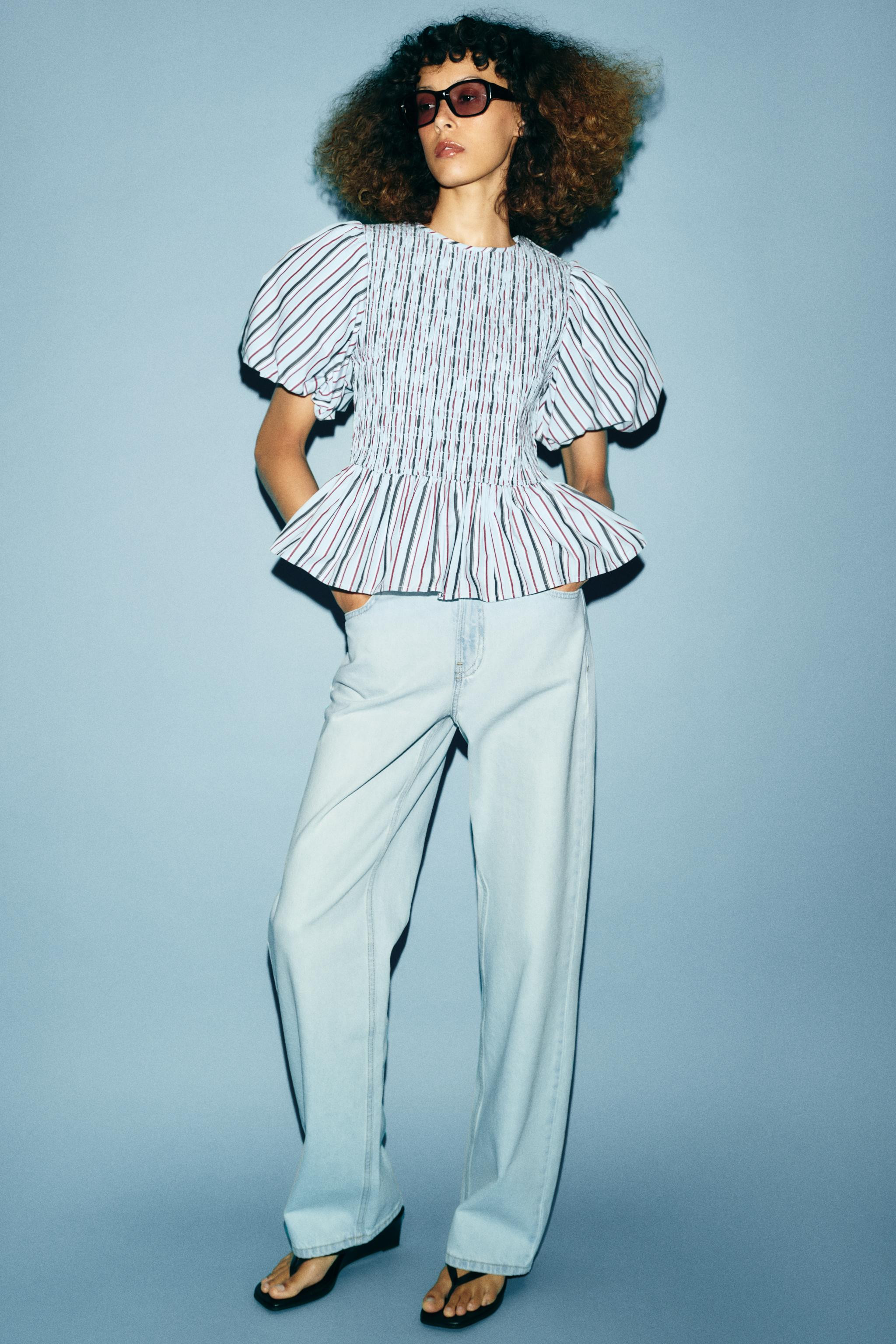 SMOCKED STRIPED TOP | Zara US
