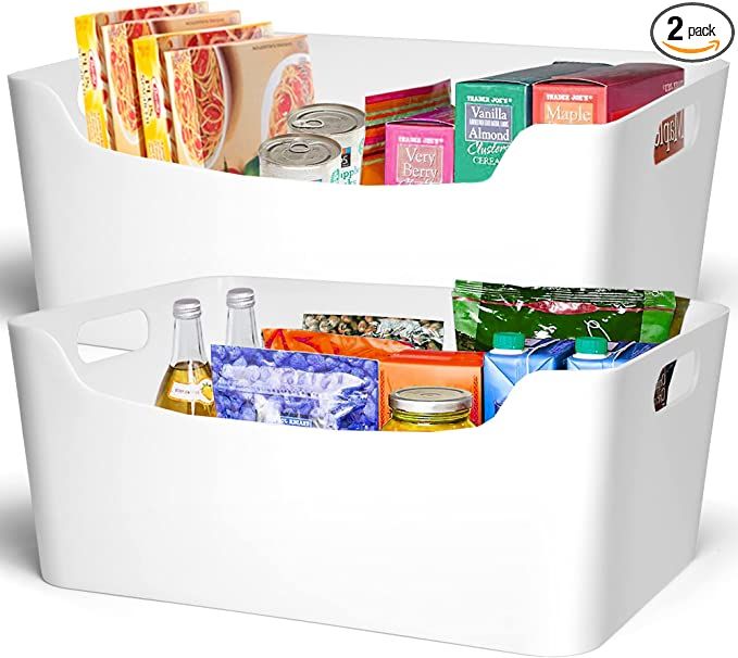 Pantry Organization And Storage Baskets, Pantry Organizer Bins White Pantry Storage Bin Plastic S... | Amazon (US)