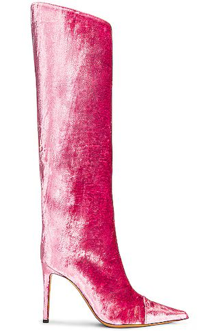 Alexandre Vauthier Velvet 105 Boot in Pink | FWRD | FWRD 