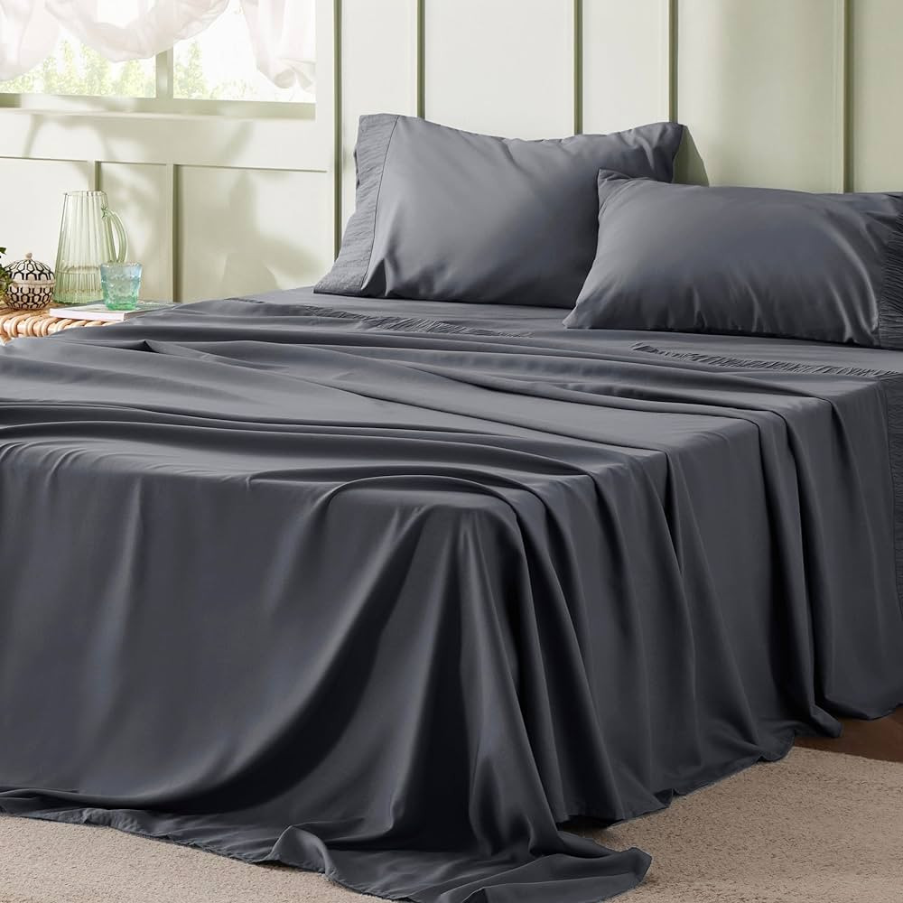 Bedsure Queen Sheets Grey - Soft Sheets for Queen Size Bed, 4 Pieces Hotel Luxury Queen Sheet Set... | Amazon (US)