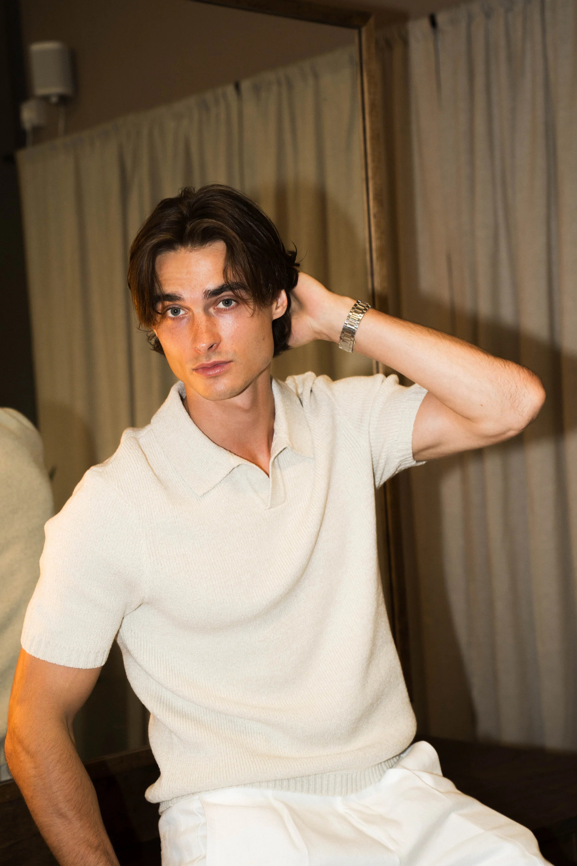 Mason Fine Tape Knit Polo - Light Grey | NOBL