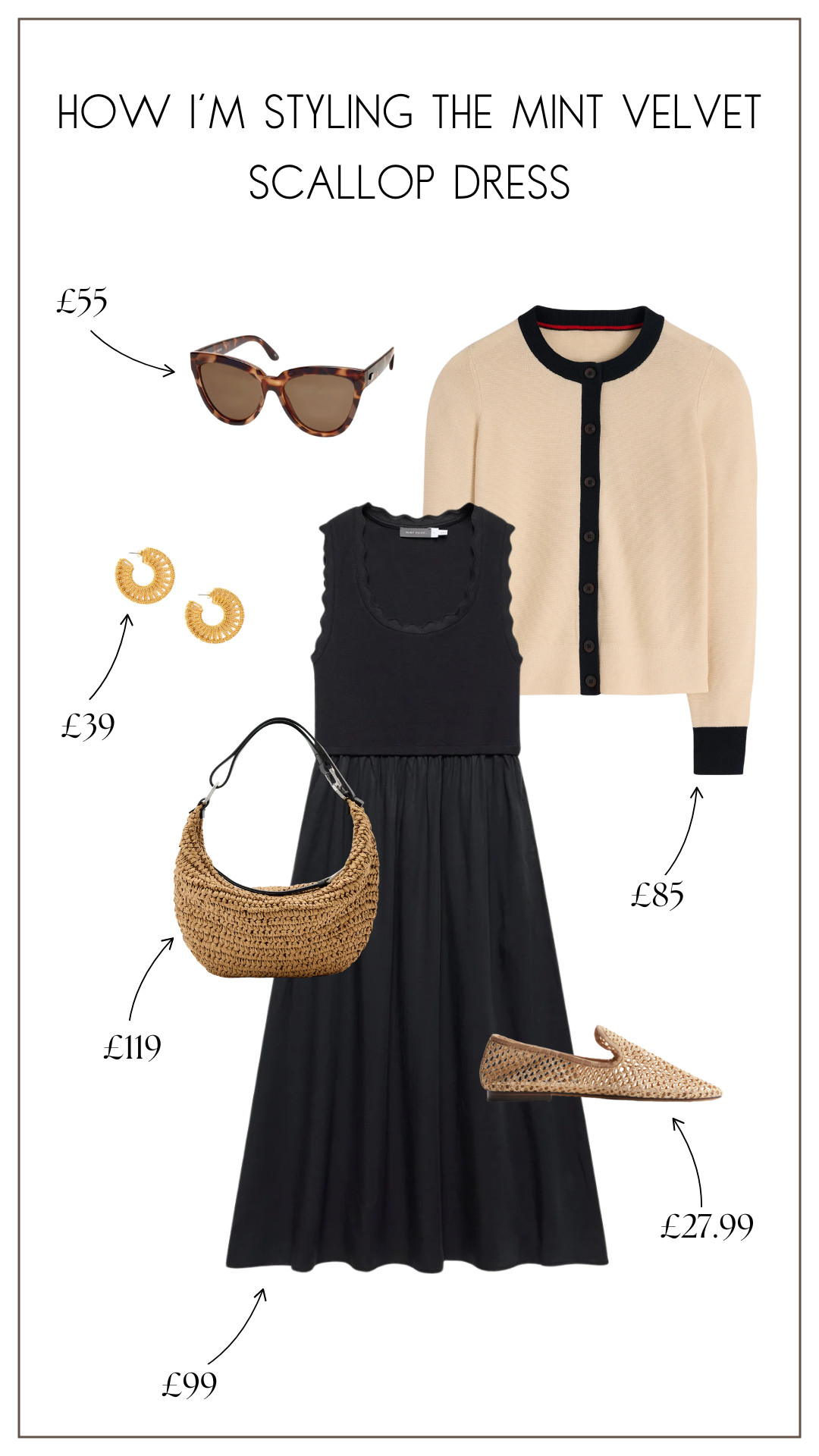 How I am Styling the Mint Velvet Scallop Dress 
Spring Styling, Raffia Accessories, Ballet Flats, Knitwear, Gold Accessories, Cardi, Sunnies, Summer Outfit Inspo 

 #LTKuk #LTKspring #LTKeurope