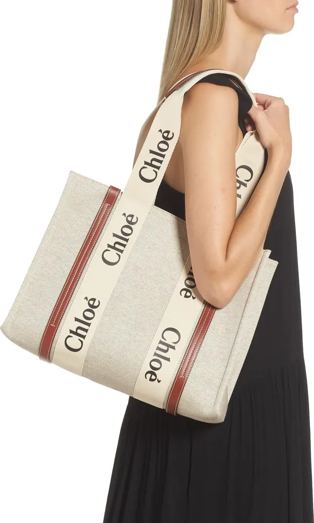 Chloé Medium Woody Logo Strap Canvas Tote | Nordstrom | Nordstrom