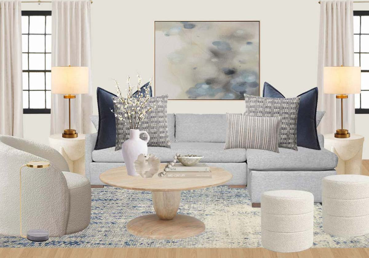 If you’re decorating around a grey sofa, this living room design shows exactly how to make it feel fresh, elevated, and designer instead of cold or flat. This space mixes a neutral grey sectional with soft blue tones, warm ivory layers, natural wood finishes, and subtle gold accents for a calm, high-end look on a budget.

Shop this look to recreate a soft, elegant living room with:

• Grey sectional sofa (the perfect neutral foundation)
• Blue accent pillows for a rich but calming color pop
• Neutral ivory and textured throw pillows for layered softness
• Ivory boucle accent chair for warmth and soft curves
• Boucle ottoman for texture and extra seating
• Light wood coffee table to add warmth and natural contrast
• Sculptural stone side table for a designer touch
• Gold drink table for a luxe finishing detail
• Beige curtains to soften the room and frame the windows
• Oversized abstract wall art with blue and neutral tones to tie the palette together
• Table lamps with warm linen shades for soft ambient lighting
• Blue and ivory vintage-inspired area rug to ground the room beautifully
• Decorative vase + coffee table styling pieces for that finished designer look
• Large indoor plant for life, balance, and organic texture

This grey sofa living room color scheme works beautifully if your space feels too cool or unfinished. The blue accents add depth and sophistication, while the ivory layers keep the room feeling warm, bright, and inviting instead of overly cold.

Perfect for: grey sofa living room ideas, grey couch decor, grey and blue living room ideas, blue accent living room, neutral living room decor, elegant living room design, cozy luxury living room, modern organic living room, decorating with blue accents, designer living room inspiration

👉 Shop all the pieces to recreate this look in your home
BLOG modern grey couch 4-22-26 

 

#LTKSeasonal #LTKOver40 #LTKHome