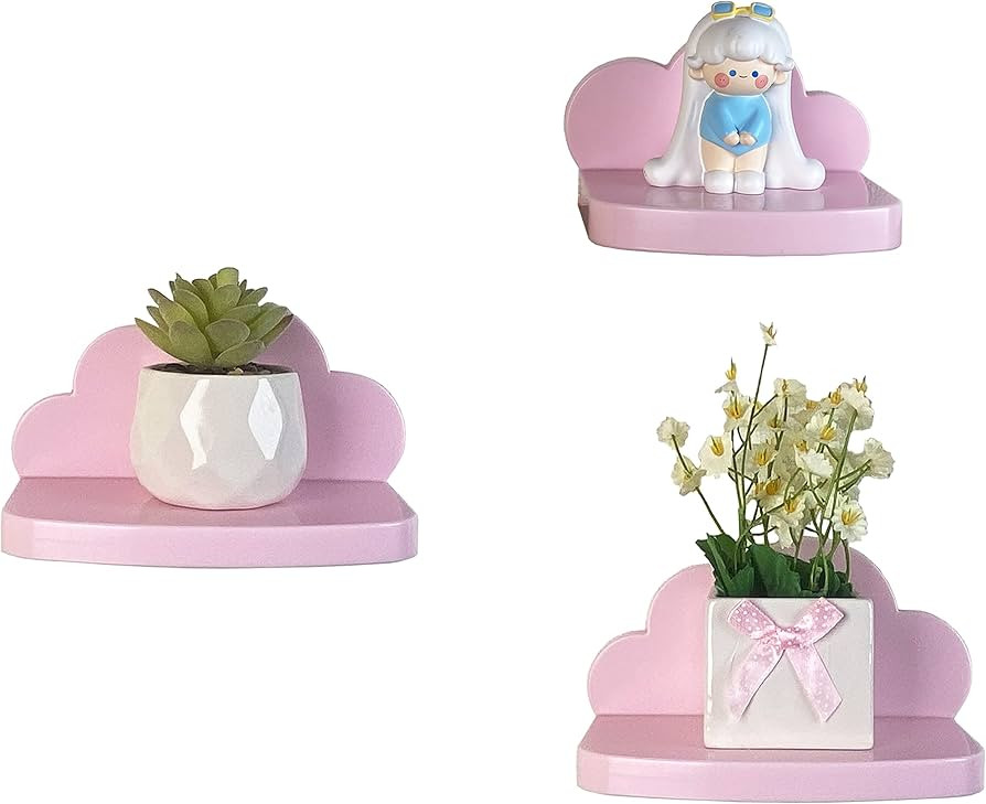 Veluckin Small Floating Shelves Mini Cloud Shelves Hanging Display 6 Inch Wall Shelf for Bathroom... | Amazon (US)