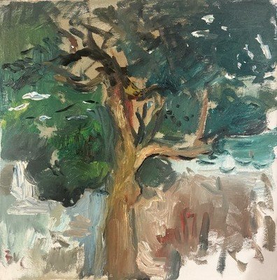 12”x12” Plein Air Oil Painting Impressionism Landscape On Canvas Tree | eBay US