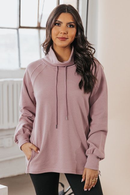 Dusty Lavender Funnel Neck Pullover Sweatshirt | Magnolia Boutique