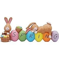 JOYIN Easter Bunny Resin Centerpiece Indoor Decoration with The Word Spring Tabletop & Egg Easter... | Amazon (US)