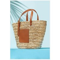 Victoria Raffia And Tan Leather Pocket Bag, Natural Cognac | L.K. Bennett (UK)