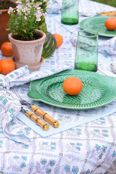 Cerulean Trelliage Tablecloth | Julia Amory