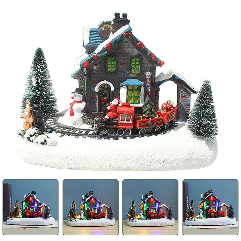 Christmas House Led Village House Village Lighted Decorations Resin Woodenxmas Light Cabinoperate... | Walmart (US)