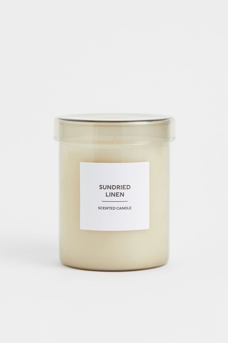 Scented candle in a glass holder with a lid that can be used as a saucer. Diameter 3 1/4 in. Heig... | H&M (US + CA)