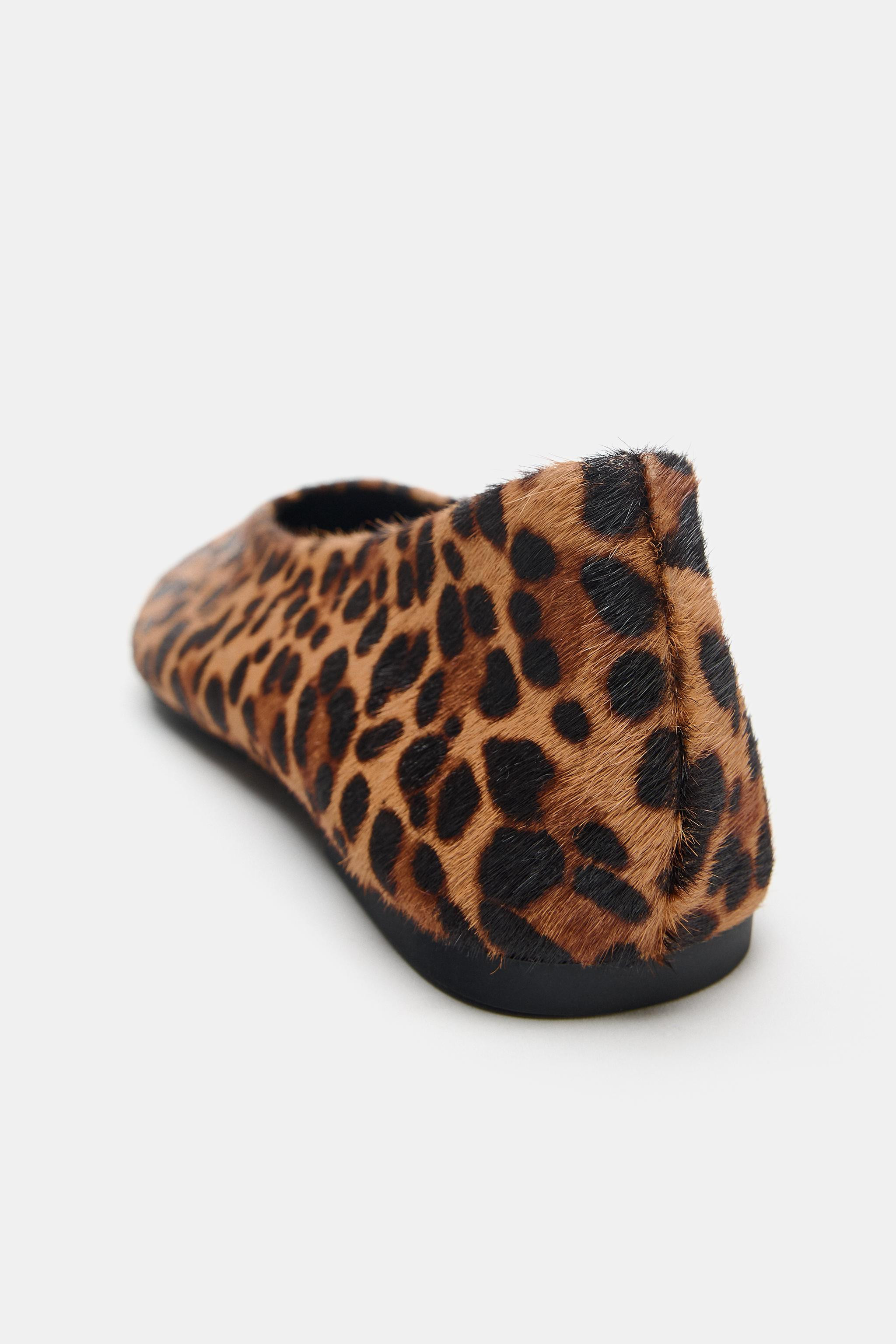 TEXTURED LEATHER PRINTED BALLET FLATS | Zara US