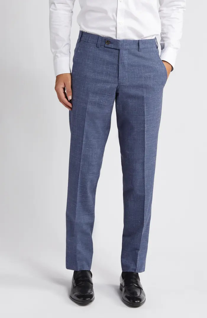 Jerome Trim Fit Soft Constructed Flat Front Wool & Silk Blend Dress Pants | Nordstrom