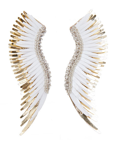 Mignonne Gavigan Madeline Beaded Statement Earrings, White/Golden | Neiman Marcus