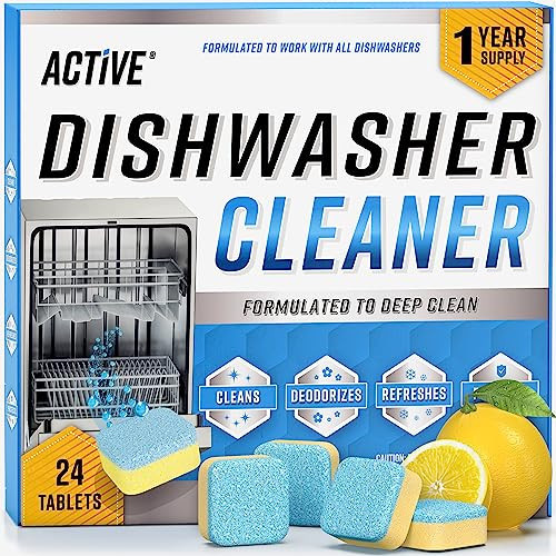 Dishwasher Cleaner And Deodorizer Tablets - 24 Pack Deep Cleaning Descaler Pods for Dish Washer Machine, Heavy Duty, Septic Safe, Natural Limescale Remover, Calcium, Odor, Smell - 12 Month Supply | Amazon (US)