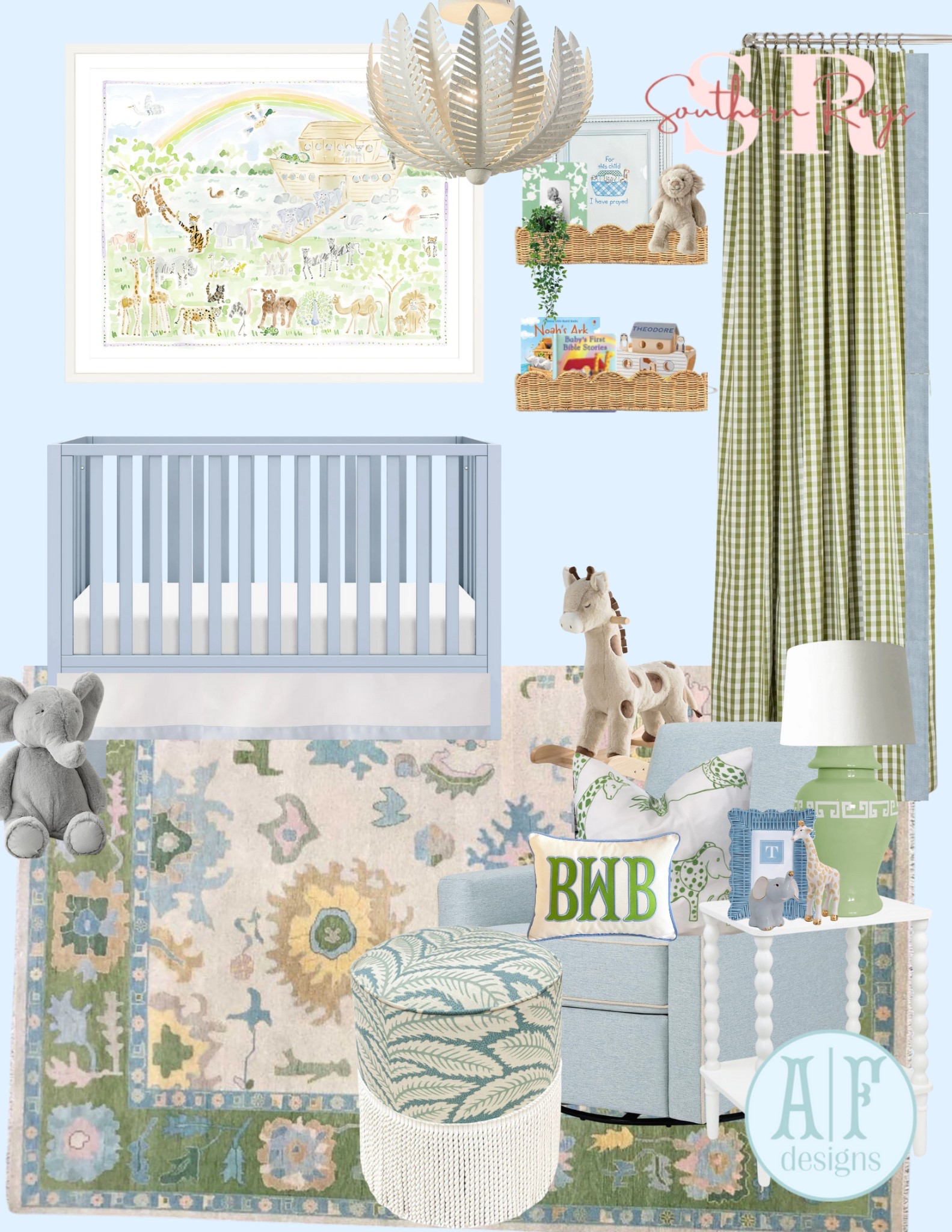 noah’s ark inspired boy nursery🩵💚🌈 loving all the shades of blue and green and all of the different animal touches🐘🦒🦁
rug: the “daisy” from southernrugstx
light fixture: ballard

#LTKHome #LTKKids #LTKBaby