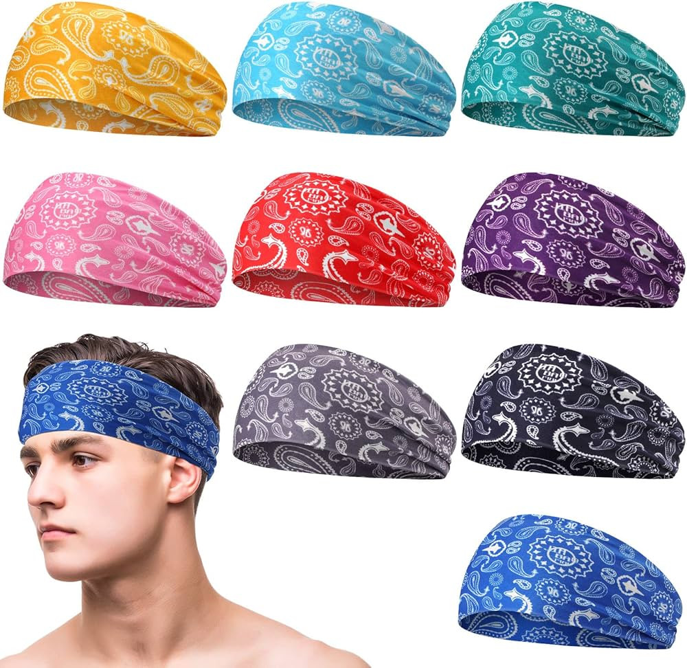 Men's Sweatbands for Workout and Sports - Camo Headband, Sweat Absorbing Wide Headband for Basket... | Amazon (US)