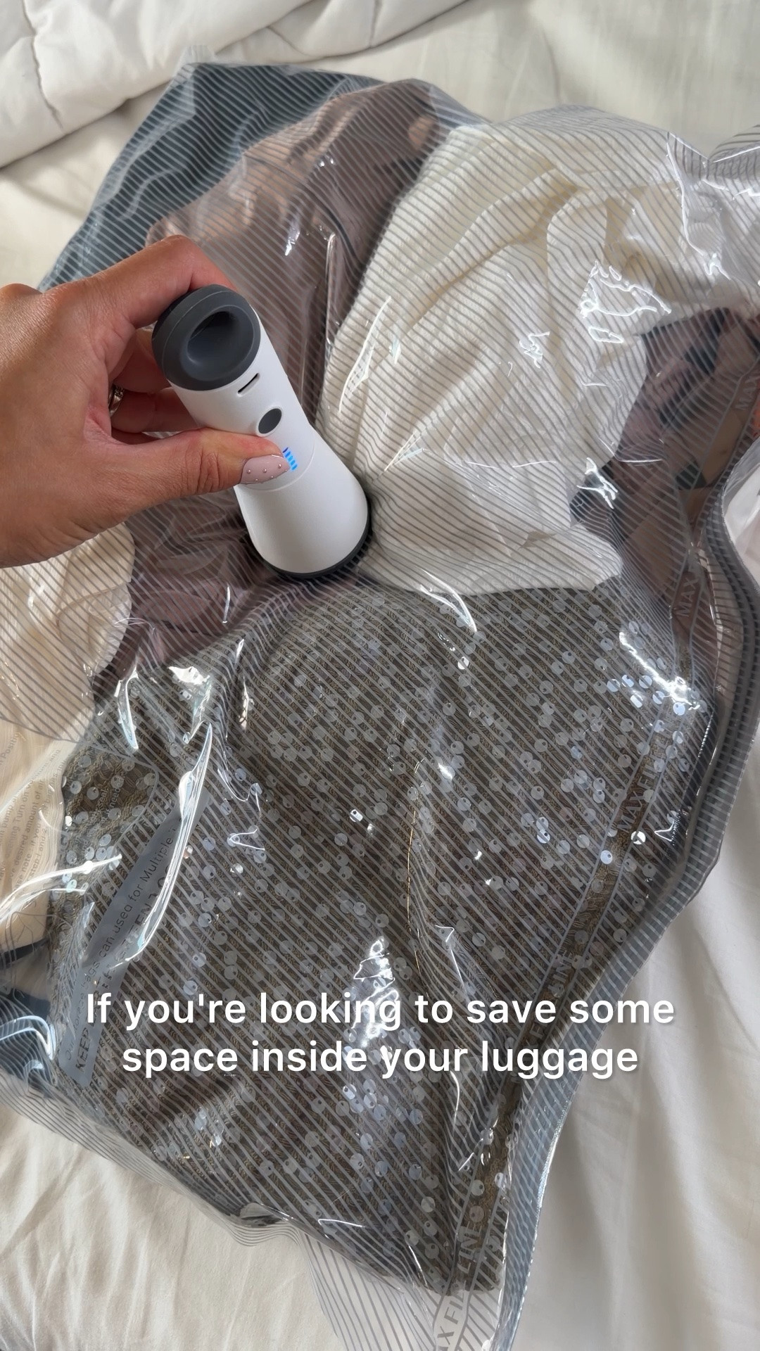 Travel hack!! The best $30 I spent!! These packing cubes come in different sizes in a pack of 15 with a vacuum on the go, they saved us so much space and time! I can’t believe I fit 15 pieces of clothing in one of these. Both me and my husband fit our clothes into one luggage!

#LTKTravel #LTKmomlife #LTKgrwm