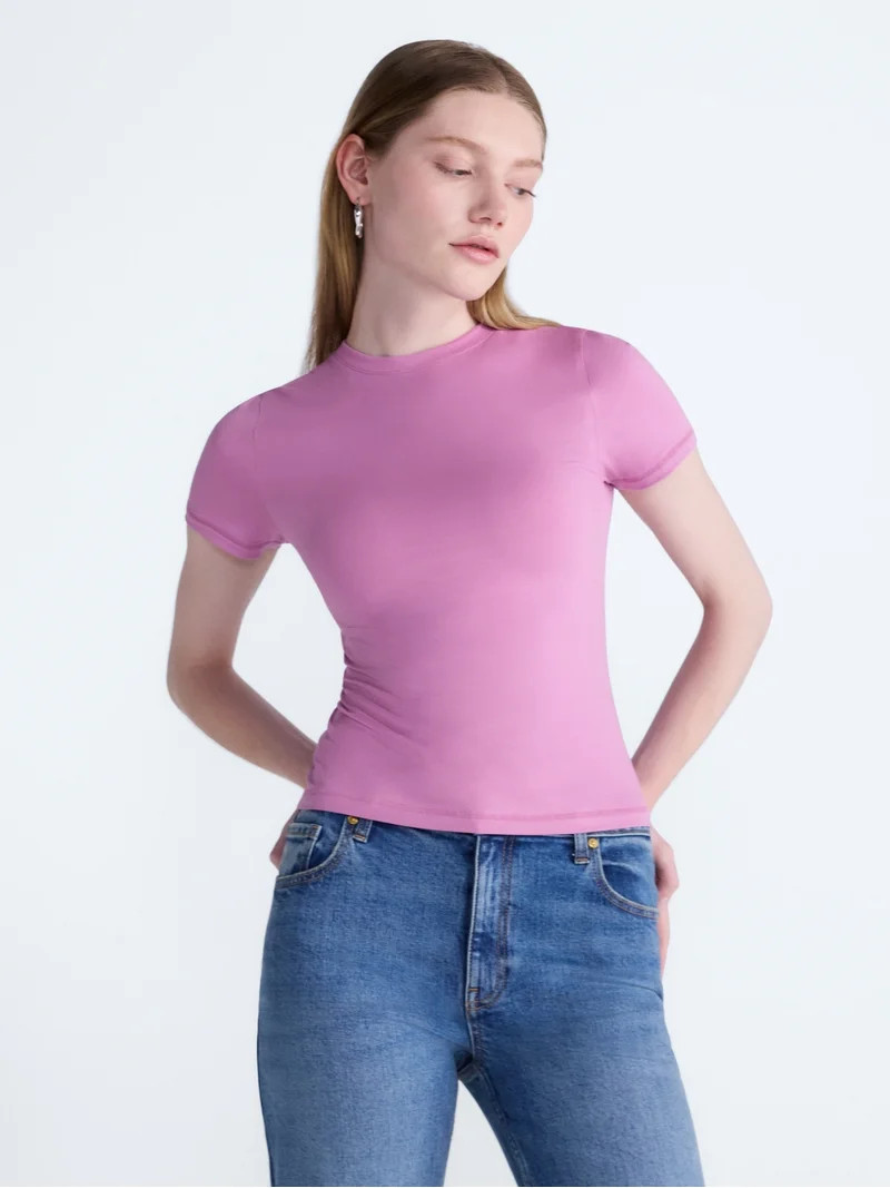 Scoop Women\u2019s The York Baby Tee with Short Sleeves, Sizes XS-XXL | Walmart (US)