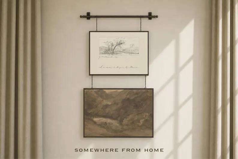 Set of Two Wall Art Prints, Vintage Sketch Art, Neutral Farmhouse Decor, Physical Print - Etsy | Etsy (Global)