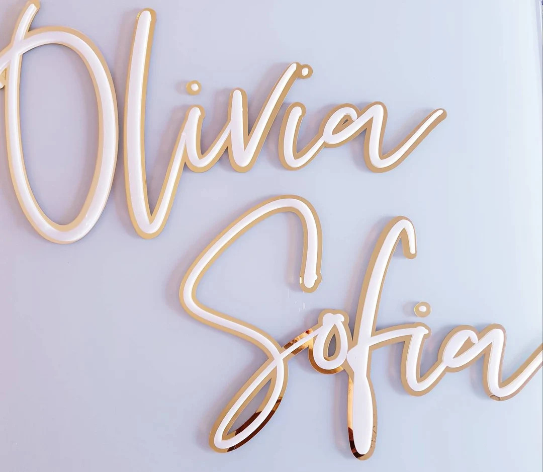 Custom Acrylic Name Sign: 3D Nursery Decor, Gold Mirror - Etsy | Etsy (US)