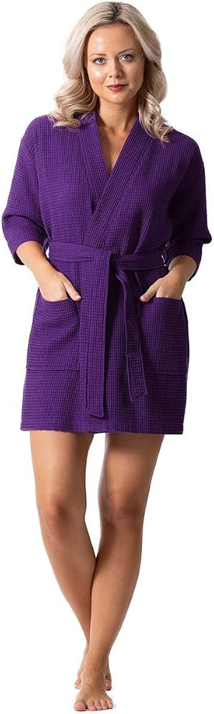 Lightweight Waffle Knit Bath, Spa & Bridesmaids Kimono Short Robes for Women - Quick Dry & Soft | Amazon (US)