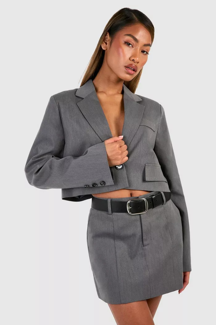 Marl Pocket Detail Boxy Blazer | Boohoo.com (UK & IE)