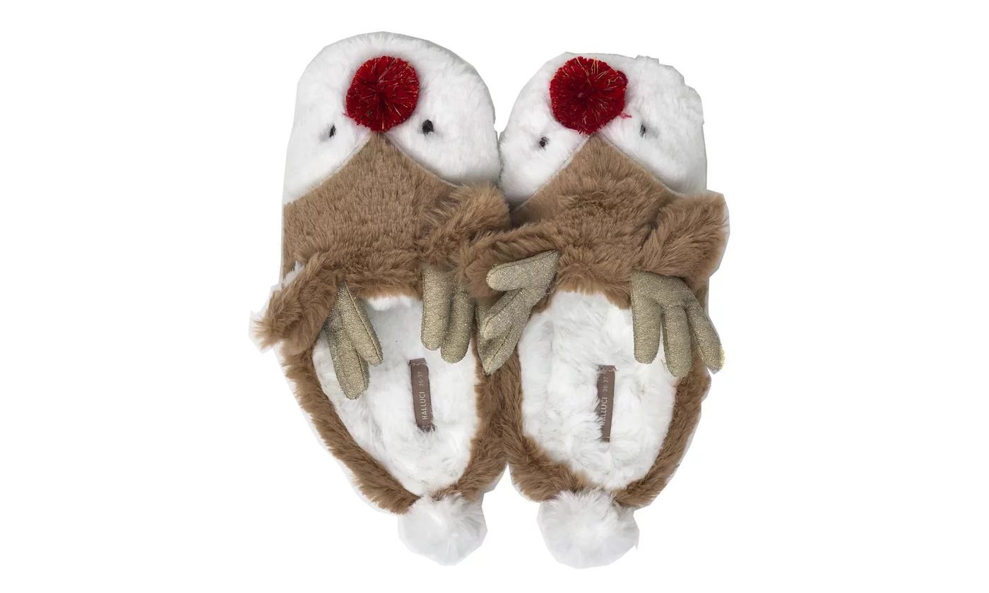 Women's Winter Holiday Reindeer Plush Slipper, 8-9 - Walmart.com | Walmart (US)