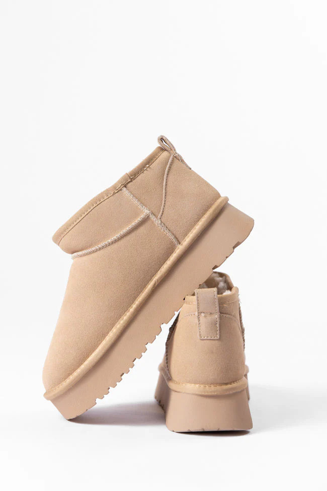 Georgia Light Beige Platform Mini Boots FINAL SALE | Pink Lily