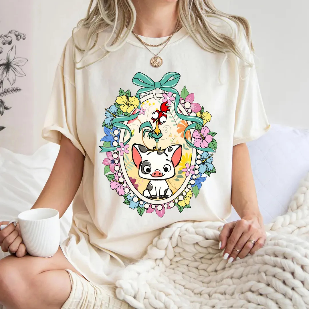 Hei Hei and Pua Coquette Shirt, Disney Moana Floral T-shirt, Magic Kingdom Sweatshirt, Moana Char... | Etsy (US)