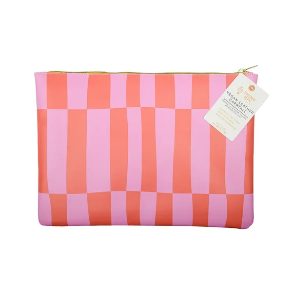Think Ink Vegan Leather Carryall Bag with Zipper, 15" x 10.5", Abstract Check | Walmart (US)