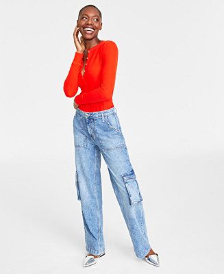 On 34th Women's High Rise Utility Cargo Jeans, Created for Macy's - Macy's | Macy's
