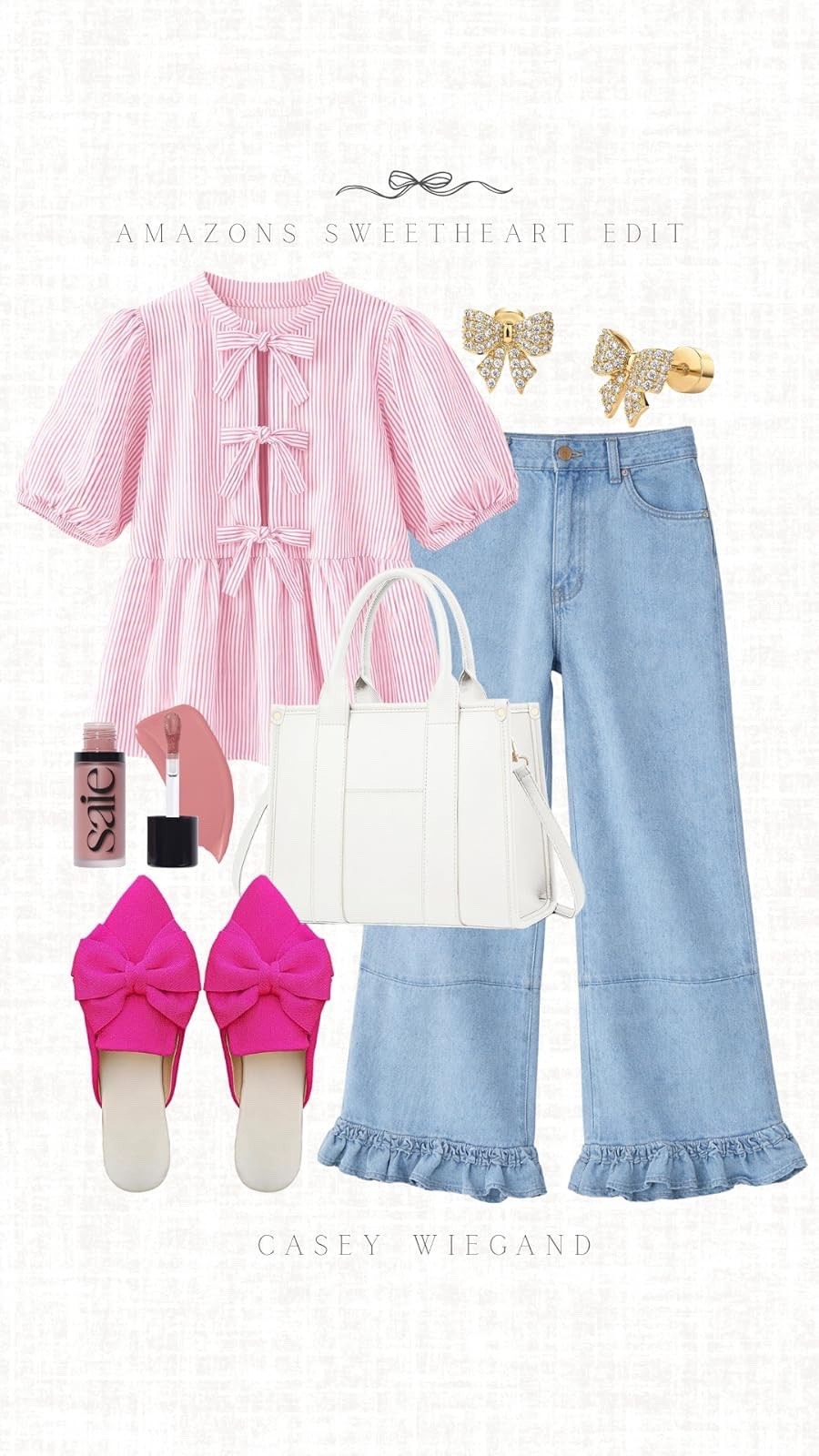 Caught the sweetheart edit vibe with this pink striped top and bow accents! Perfect for a playful look. #SweetheartStyle

#LTKdayinmylife #LTKootd #LTKgrwm