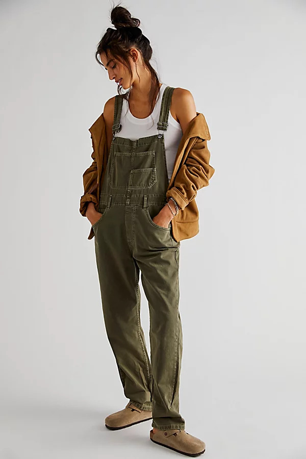 Ziggy Denim Overalls by We The Free at Free People, Army, L | Free People (Global - UK&FR Excluded)