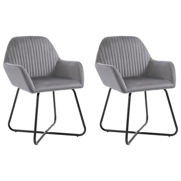 Marguez Velvet Arm Chair in Gray (Set of 2) | Wayfair North America