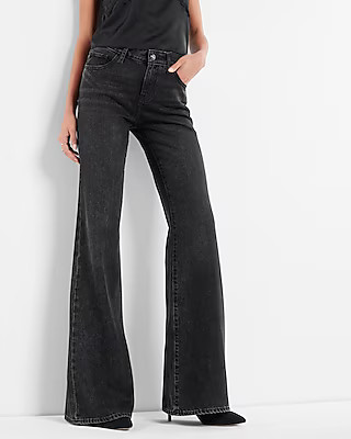 Mid Rise Black 70s Flare Jeans | Express