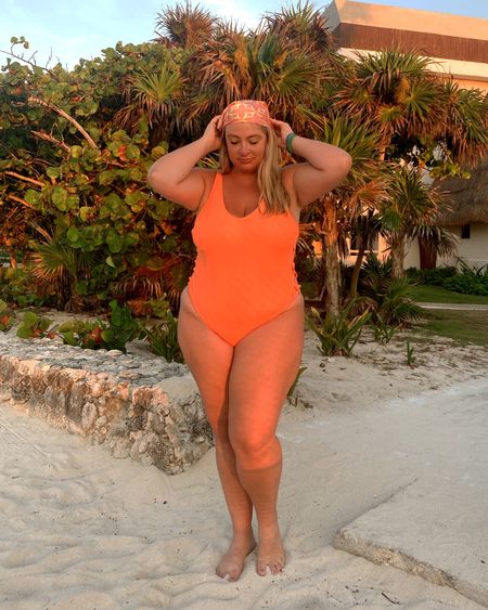 This one piece swimsuit from Amazon is so dreamy! I absolutely adore the color of orange (and for those who aren’t a fan, there are other colors to choose from!). The side detail on this one piece is flirty and fun! It’s a bit cheeky, but I personally love the cut on my booty and hips. There is light support for the breasts and plenty of coverage. Note, this swimsuit doesn’t have a full range in plus sizes, but I did want to include for those in the 14-18 ish range.

This $27 Amazon one piece is available in sizes XS-XXL and 14+ color variations. I am wearing the XL.

#LTKfindsunder50 #LTKmidsize #LTKswim