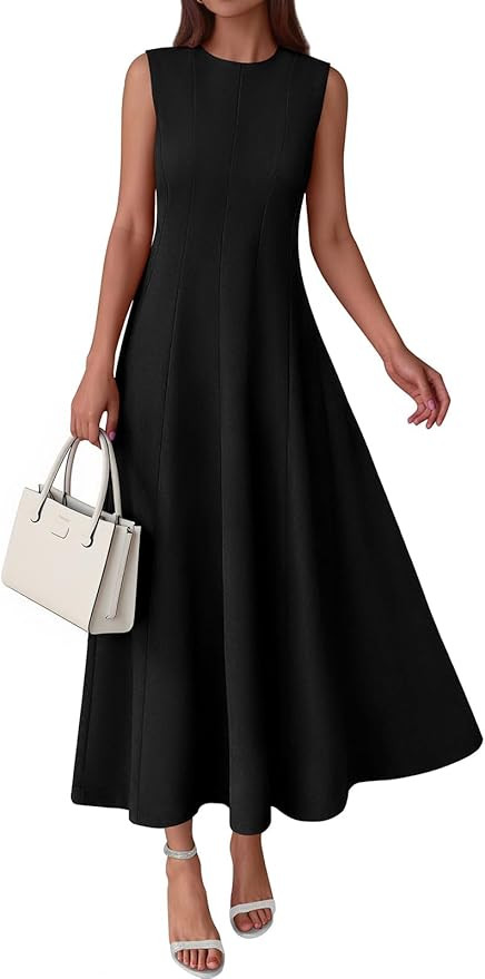 PRETTYGARDEN Sleeveless Crewneck Summer Maxi Dresses for Women 2025 Elegant Classy Semi Formal A ... | Amazon (US)