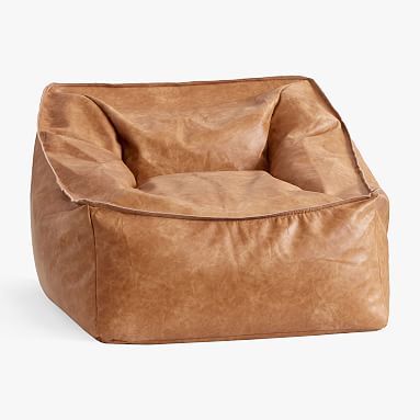 Vegan Leather Caramel Modern Lounger | Pottery Barn Teen