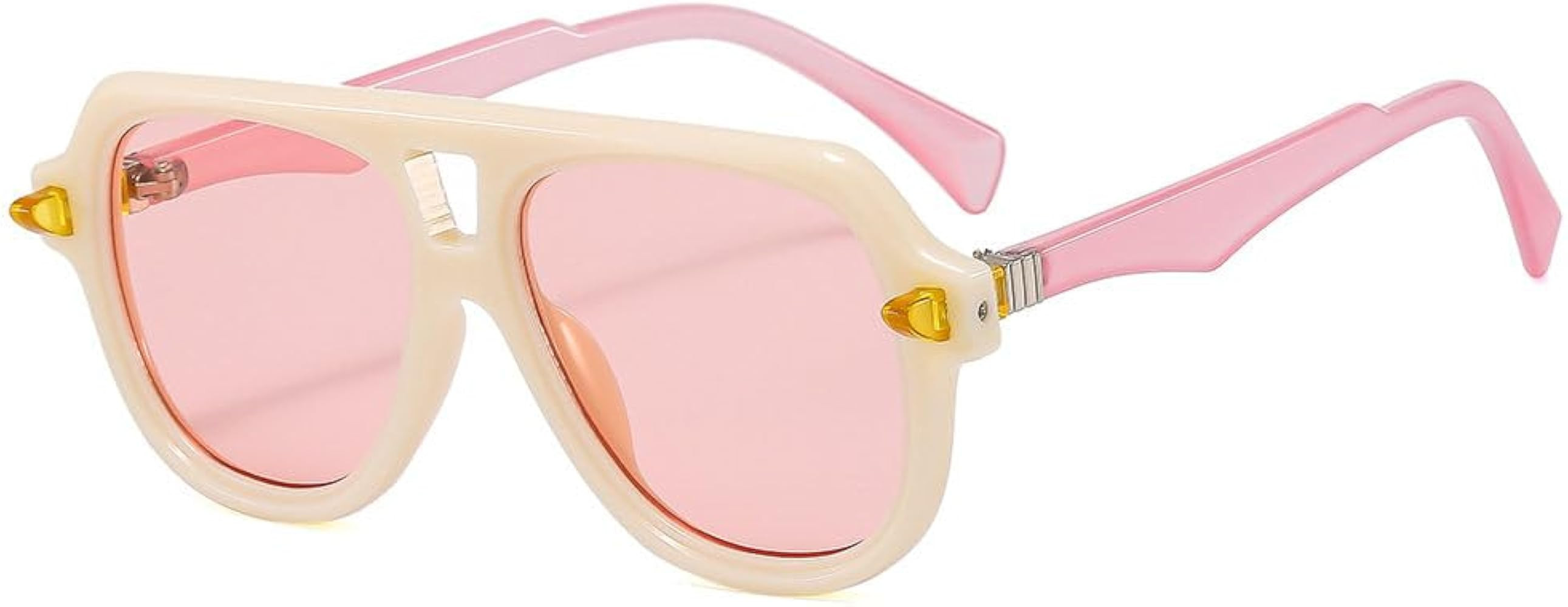 Fashion Square Green Sunglasses For Women Men Double Bridge Sun Glasses Shades UV400 Eyeglasses | Amazon (US)