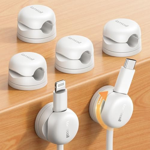 6Pack Rotatable Cord Organizer Cable Clips - Lamicall [1s Lock] Spring Cord Holder, Desk Phone Ch... | Amazon (US)