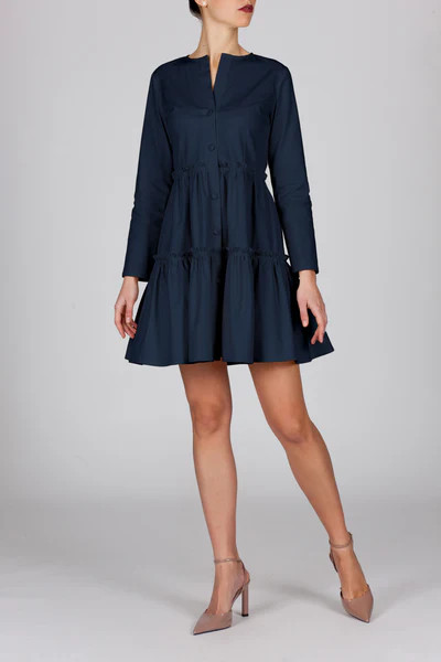The Elena Dress w/sleeve - Blue Navy | Marta Scarampi