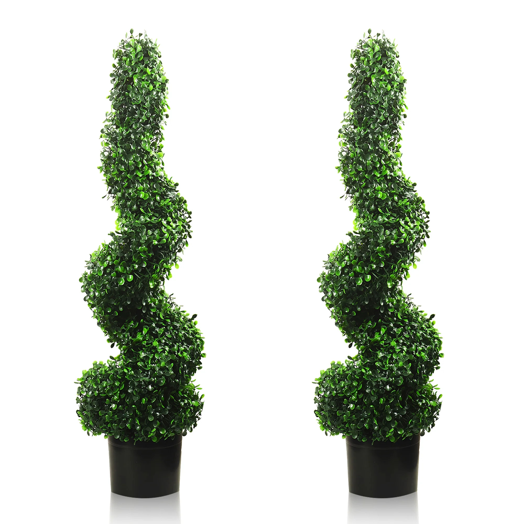 LINBONIO 4FT Artificial Spiral Boxwood Topiary Trees Artificial Trees-Indoor Outdoor Decor - Plas... | Walmart (US)