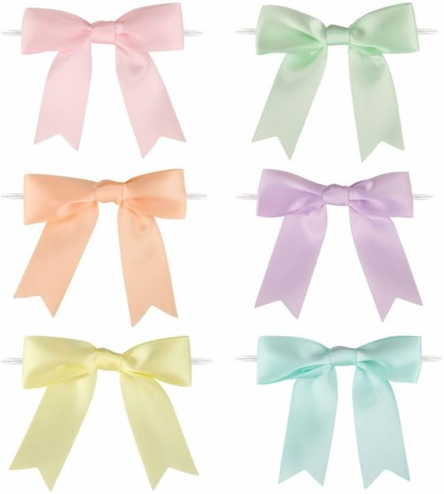 Meseey 60 Pcs 5 Inches Twist Tie Satin Ribbon Bows Pretied Premade Craft Bows for Treat Bags Gift... | Amazon (US)