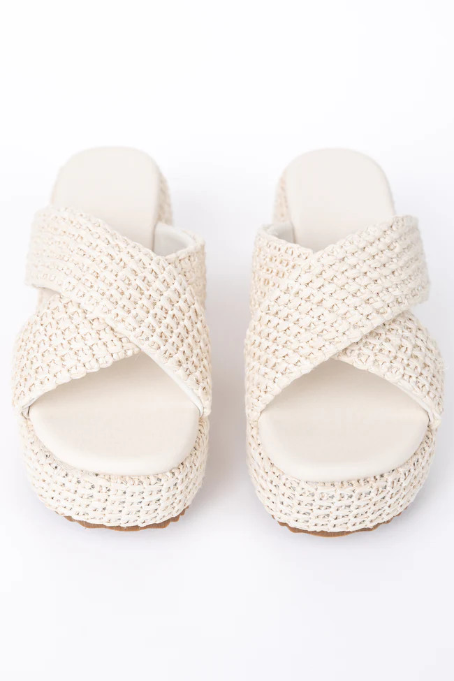 Clementine Ivory Cross Platform Sandals | Pink Lily