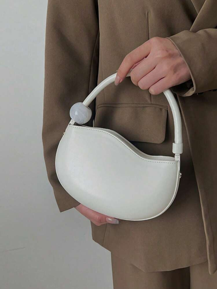 2025 Spring/Summer New Pea-Shaped Bag Unique Design Texture Mini Handbag Women Cute Tote Shoulder... | SHEIN