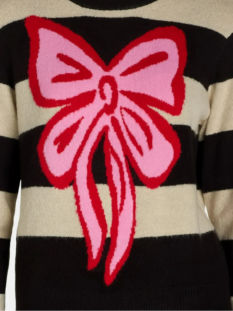 99 Jane Street Women’s and Women's Plus Striped Sweater with Bow Design, Sizes XS-4X | Walmart (US)