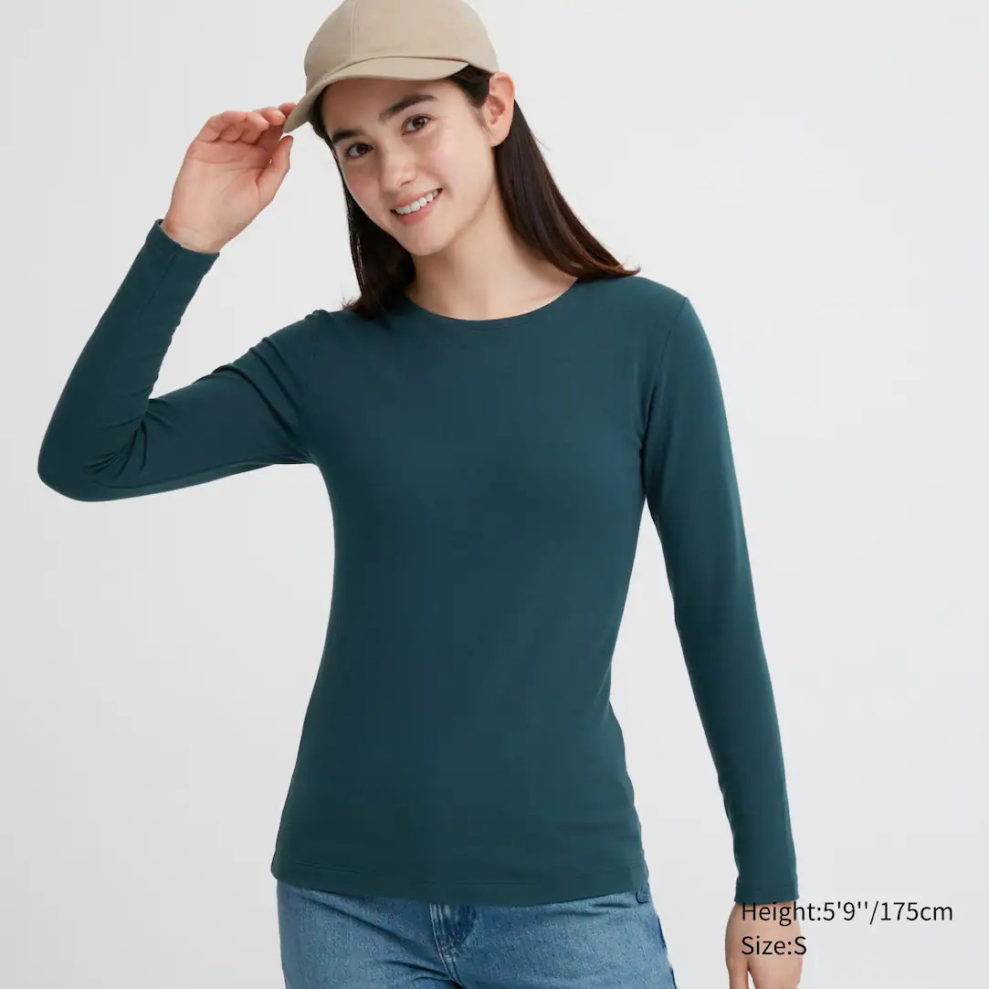HEATTECH Extra Warm Cotton Crew Neck Long Sleeved Thermal Top | UNIQLO (UK)